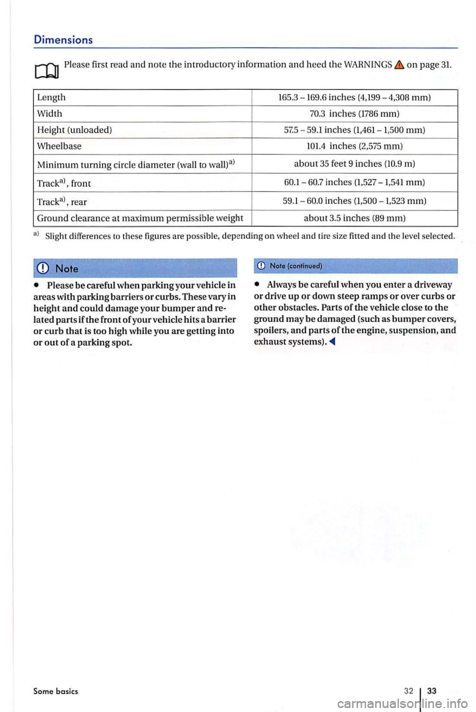 VOLKSWAGEN GOLF PLUS 2007  Owners Manual Dimensions 
Please first read a nd note th e imrodu ctory  informa tion  and  hee d th e on  pa ge 31. 
Le ngt h  165.3-
16 9 .6  in ches  (4,199-mm) 
W id th 
inch es (1786 mm) 
H eig
ht ( unload ed 