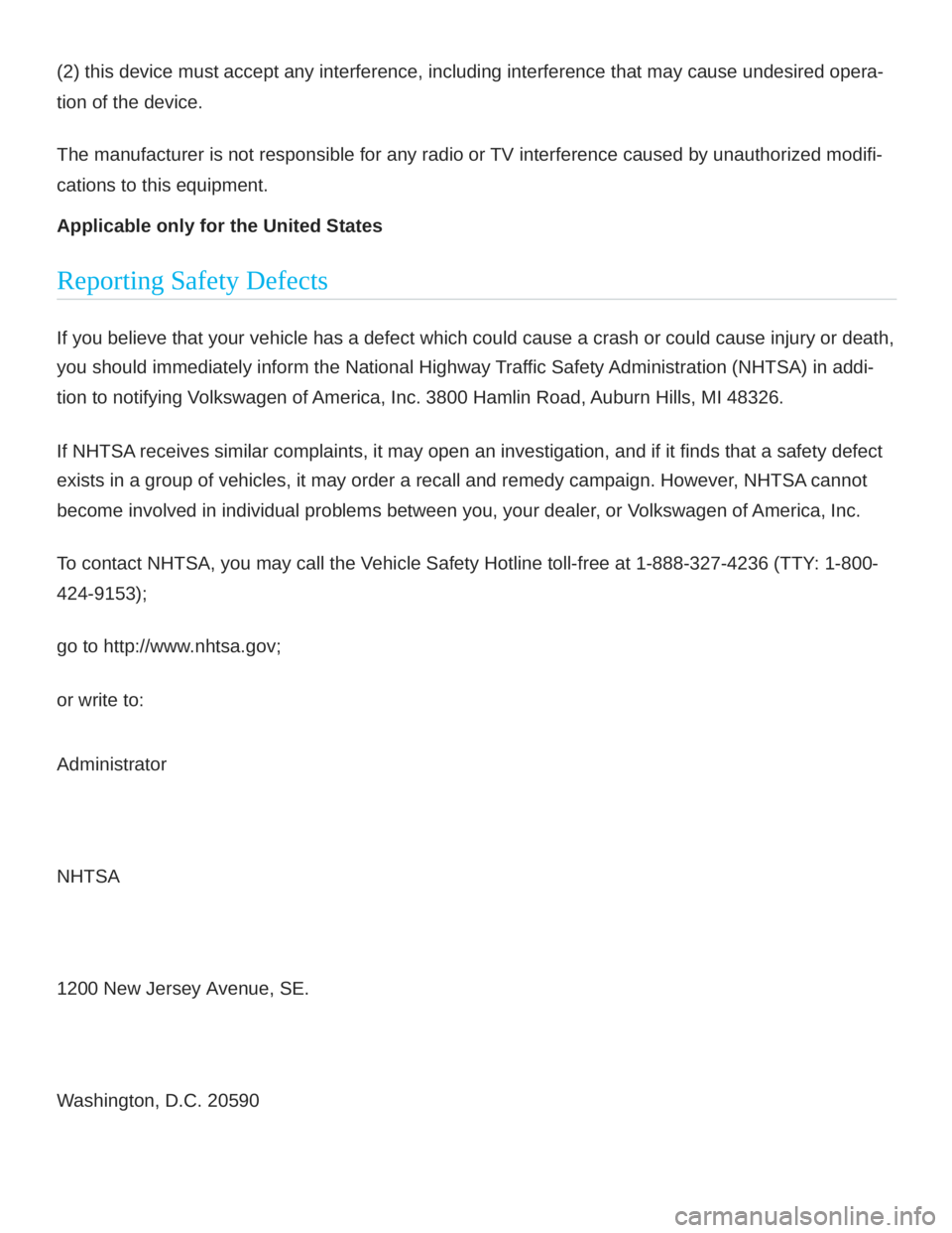 VOLKSWAGEN ATLAS 2020  Owners Manual 