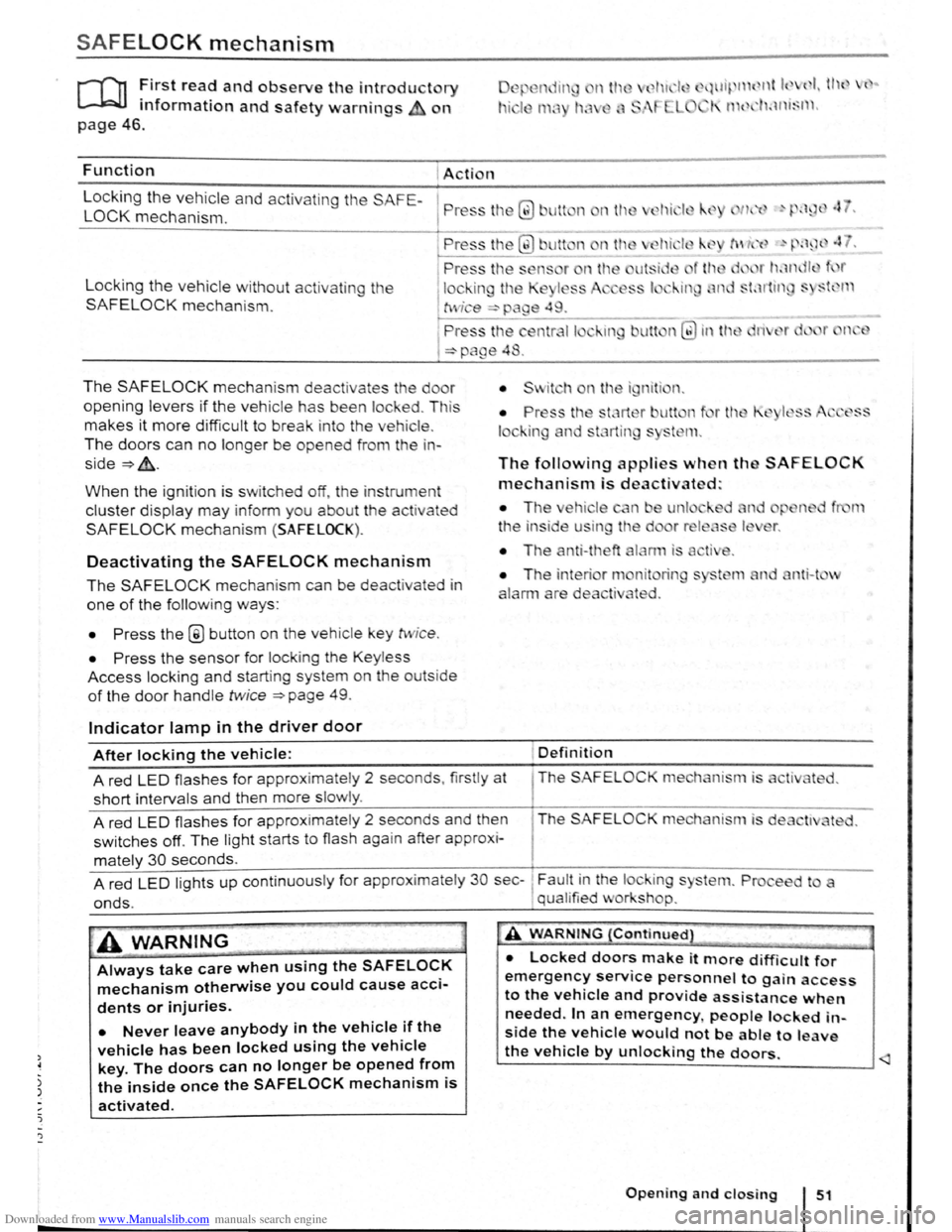 VOLKSWAGEN SCIROCCO 2009 Owners Manual Downloaded from www.Manualslib.com manuals search engine -
SAFELOCK mechanism
ro ~irst rea? and observe the introductory
mformat1on and safety warnings on
~.wl~ 11 { nt k ( I I tl l { ..
I 1 t 1 VOLKSWAGEN SCIROCCO 2009 Owners Manual Downloaded from www.Manualslib.com manuals search engine -
SAFELOCK mechanism
ro ~irst rea? and observe the introductory
mformat1on and safety warnings on
~.wl~ 11 { nt k ( I I tl l { ..
I 1 t 1