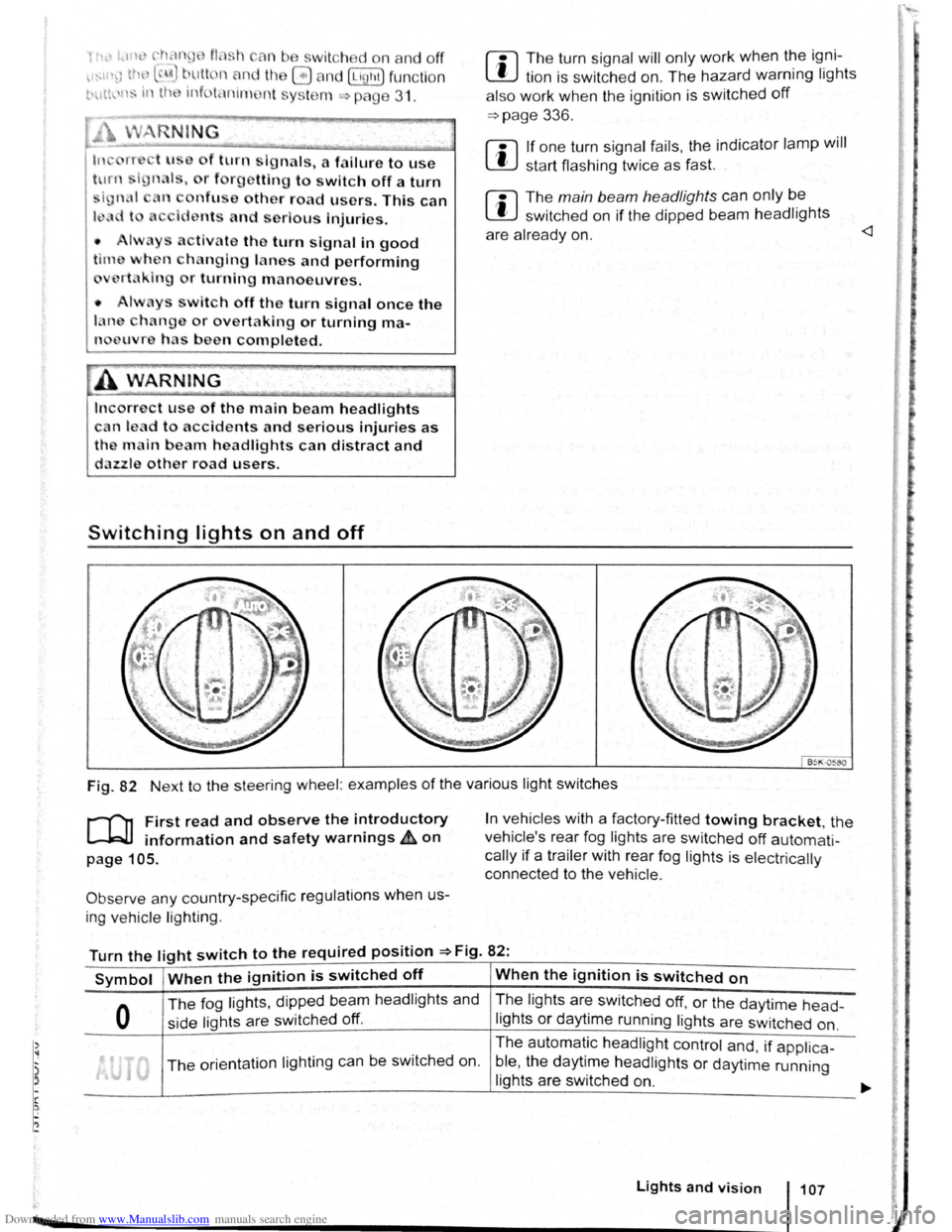 VOLKSWAGEN SCIROCCO 2008  Owners Manual Downloaded from www.Manualslib.com manuals search engine .., 
of turn signals,  a failure to use 
r  f rg tting to switch off a turn 
nfuse other road users. This can 
nt and serious Injuries. 
•  l