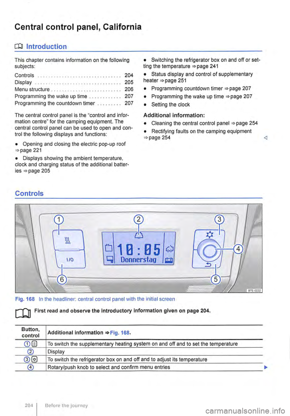 VOLKSWAGEN TRANSPORTER 2021 Owners Manual Central control panel, California
COl Introduction
This chapter contains information on the following subjects:
Controls . . . . . . . . . . . . . . . . . . . . . . . . . . . . . . . 204
Display . VOLKSWAGEN TRANSPORTER 2021 Owners Manual Central control panel, California
COl Introduction
This chapter contains information on the following subjects:
Controls . . . . . . . . . . . . . . . . . . . . . . . . . . . . . . . 204
Display .