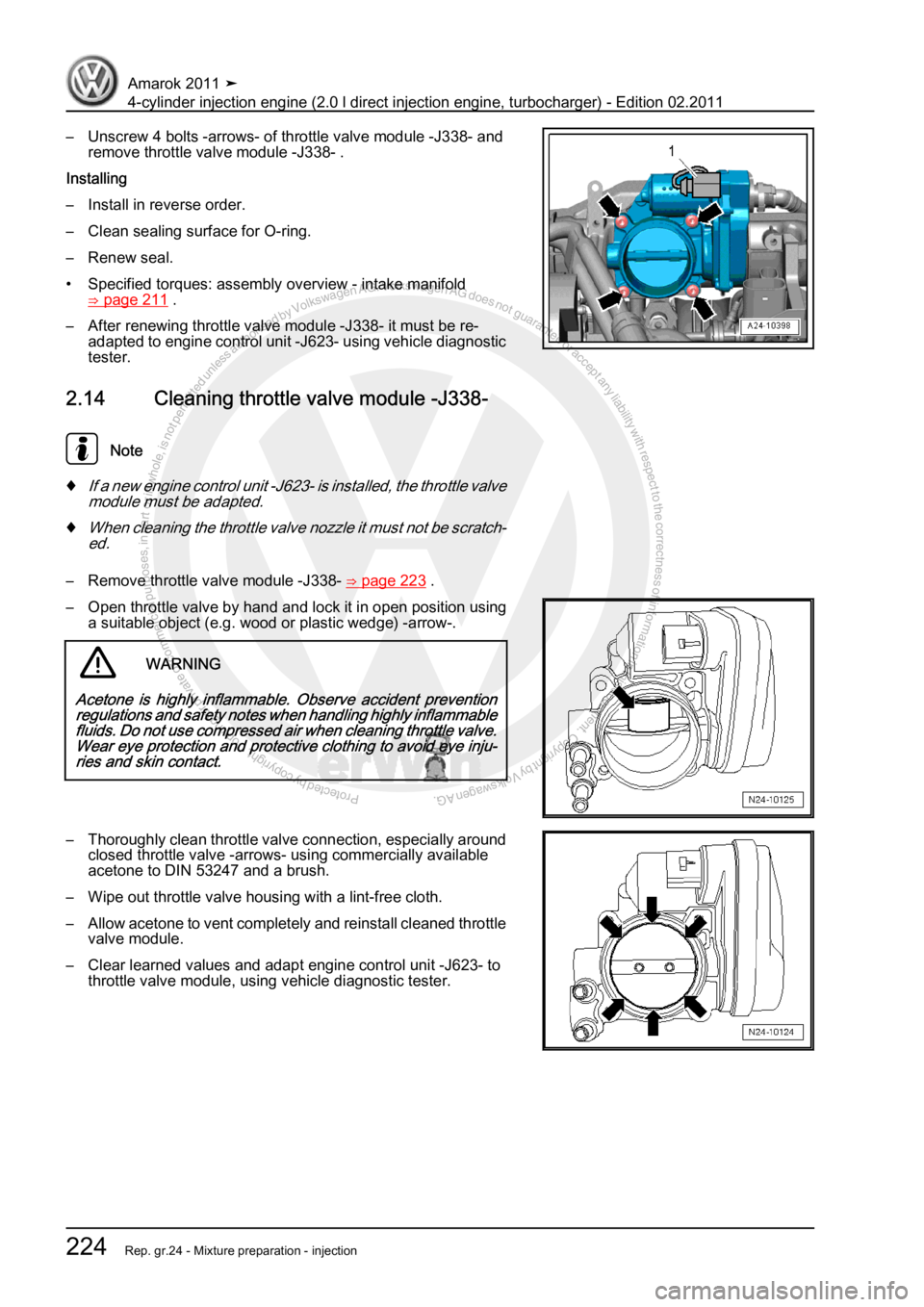 VOLKSWAGEN AMAROK 2011  Workshop Manual Protected by copyright. Copying for private or commercial purposes, in partor in whole, is not permitted unless authorised by Volkswagen AG. Volkswagen AG does notguarantee or accept any liability wit
