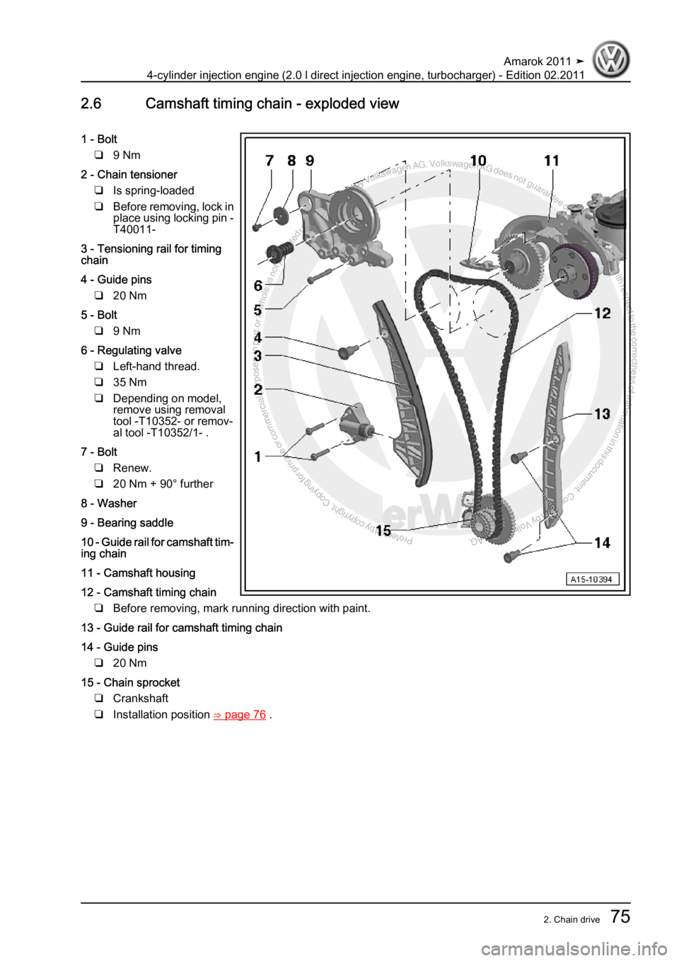 VOLKSWAGEN AMAROK 2011  Workshop Manual Protected by copyright. Copying for private or commercial purposes, in partor in whole, is not permitted unless authorised by Volkswagen AG. Volkswagen AG does notguarantee or accept any liability wit