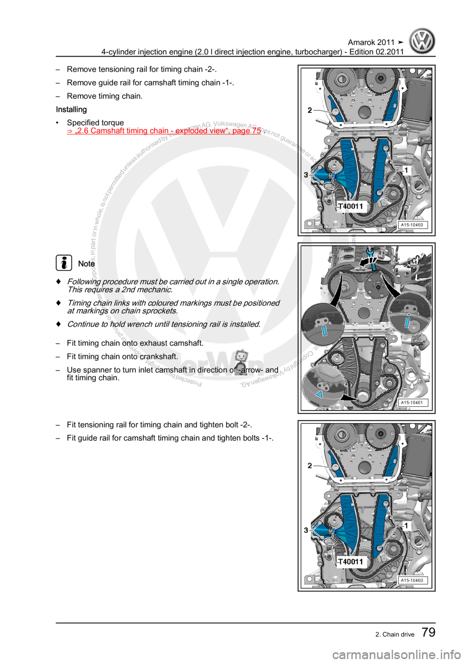 VOLKSWAGEN AMAROK 2011  Workshop Manual Protected by copyright. Copying for private or commercial purposes, in partor in whole, is not permitted unless authorised by Volkswagen AG. Volkswagen AG does notguarantee or accept any liability wit