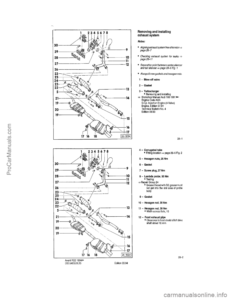 VOLKSWAGEN AVANT 1994  Workshop Manual ProCarManuals.com  