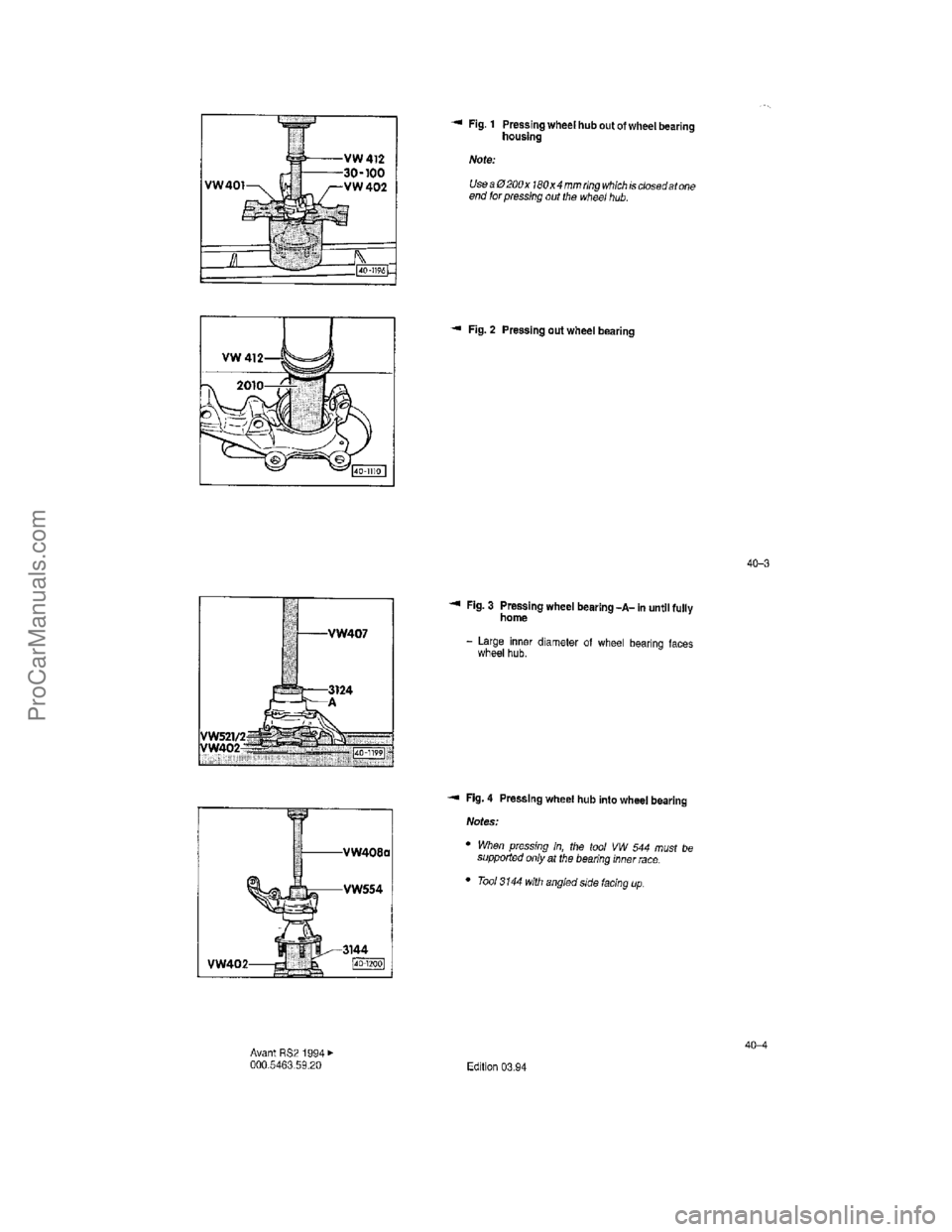 VOLKSWAGEN AVANT 1994  Workshop Manual ProCarManuals.com  