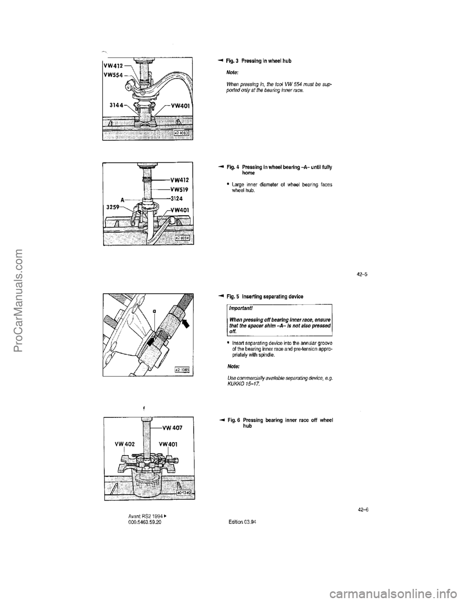 VOLKSWAGEN AVANT 1994  Workshop Manual ProCarManuals.com  