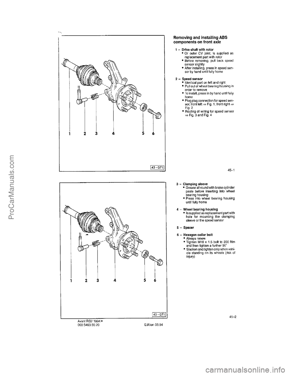 VOLKSWAGEN AVANT 1994  Workshop Manual ProCarManuals.com  