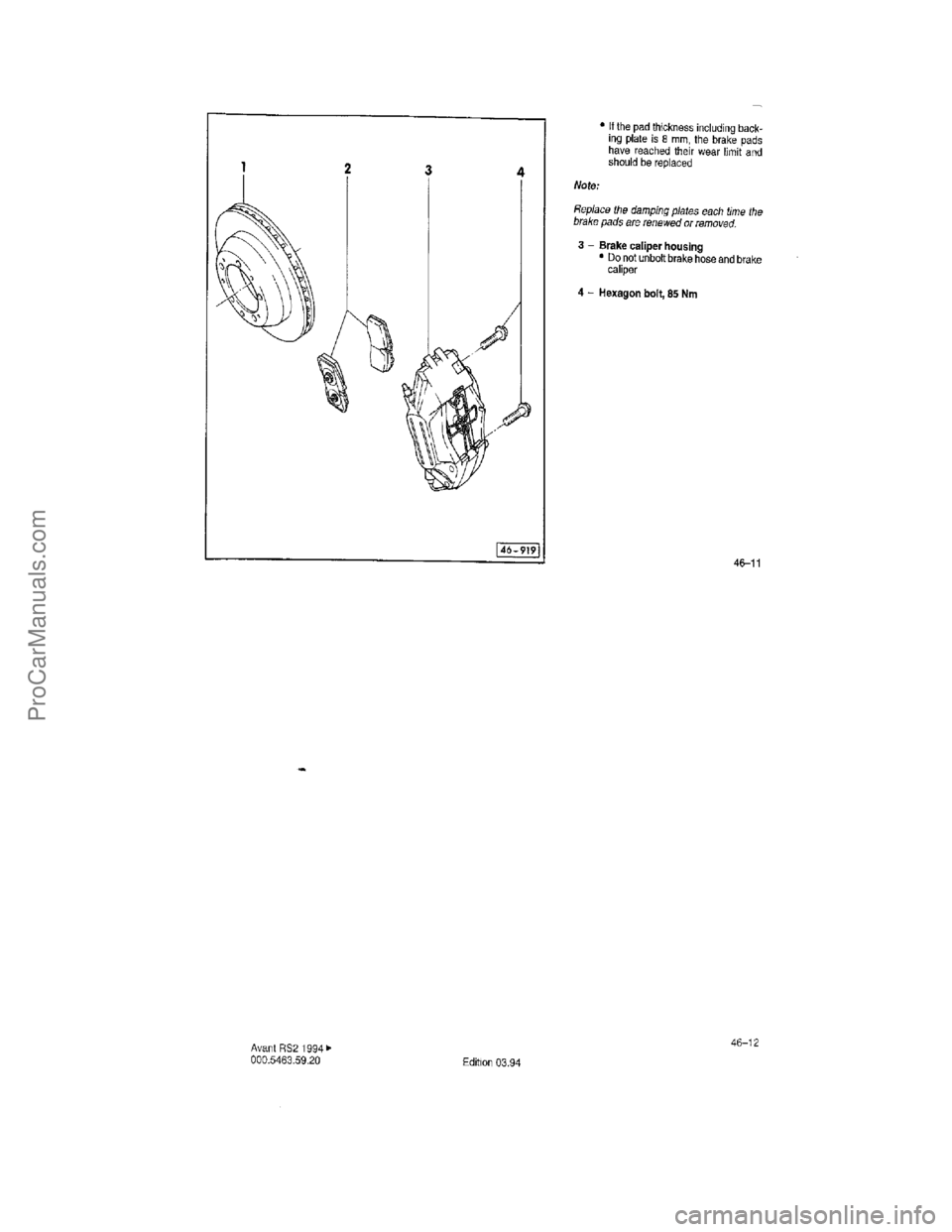 VOLKSWAGEN AVANT 1994  Workshop Manual ProCarManuals.com  