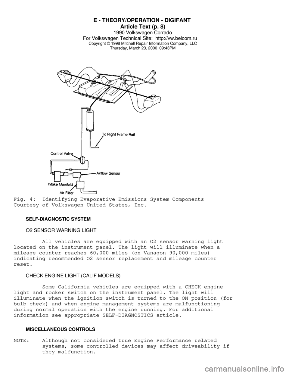 VOLKSWAGEN CORRADO 1990  Repair Manual E - THEORY/OPERATION - DIGIFANT 
Article Text (p. 8)
1990 Volkswagen Corrado
For Volkswagen Technical Site:  http://vw.belcom.ru    
Copyright © 1998 Mitchell Repair Information Company, LLC
Thursday