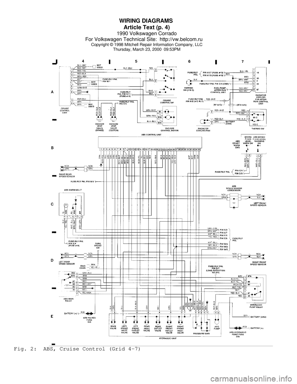 VOLKSWAGEN CORRADO 1990  Repair Manual WIRING DIAGRAMS 
Article Text (p. 4)
1990 Volkswagen Corrado
For Volkswagen Technical Site:  http://vw.belcom.ru    
Copyright © 1998 Mitchell Repair Information Company, LLC
Thursday, March 23, 2000