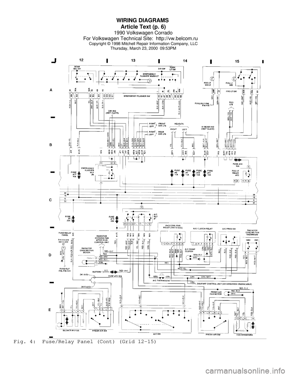 VOLKSWAGEN CORRADO 1990  Repair Manual WIRING DIAGRAMS 
Article Text (p. 6)
1990 Volkswagen Corrado
For Volkswagen Technical Site:  http://vw.belcom.ru    
Copyright © 1998 Mitchell Repair Information Company, LLC
Thursday, March 23, 2000