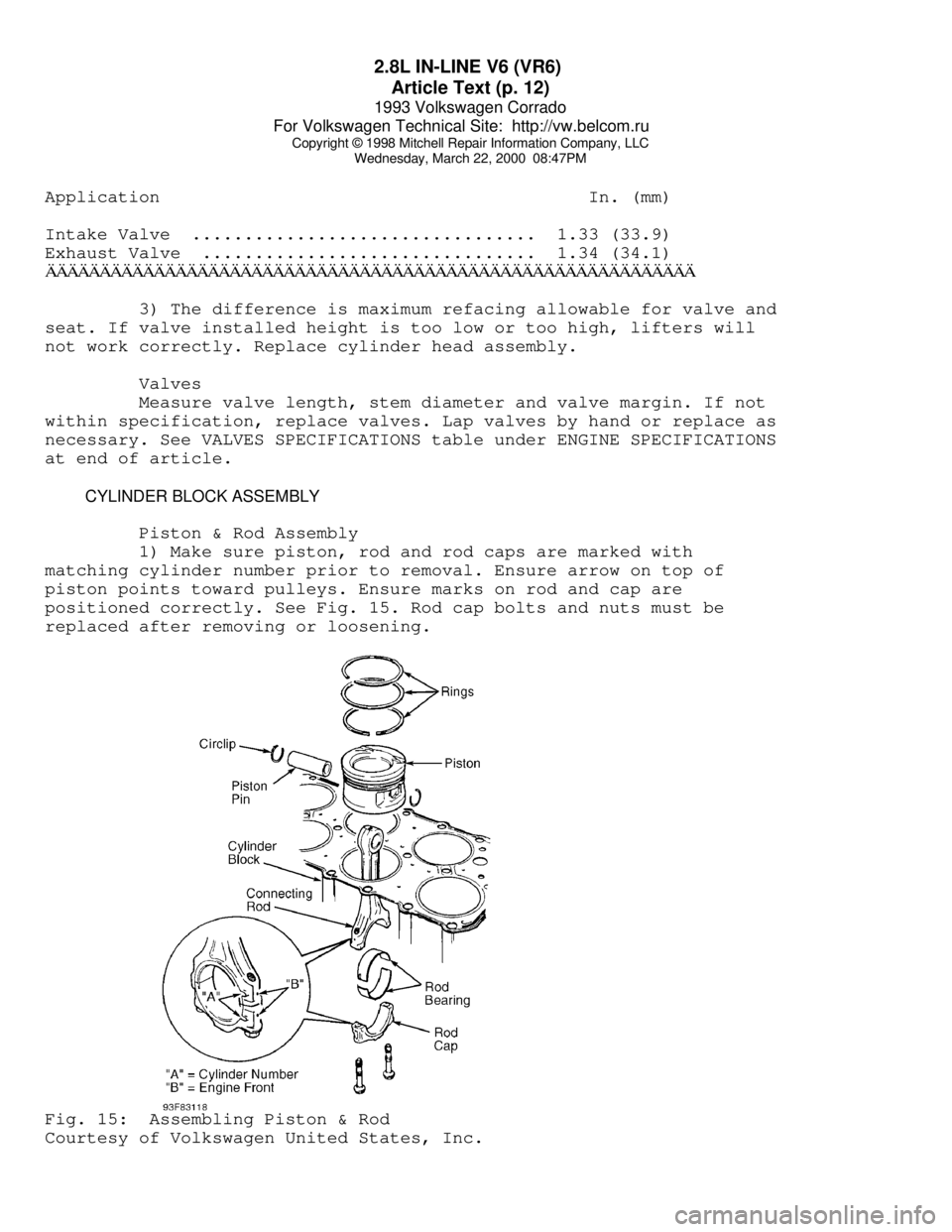 VOLKSWAGEN CORRADO 1993  Repair Manual 2.8L IN-LINE V6 (VR6) 
Article Text (p. 12)
1993 Volkswagen Corrado
For Volkswagen Technical Site:  http://vw.belcom.ru    
Copyright © 1998 Mitchell Repair Information Company, LLC
Wednesday, March 