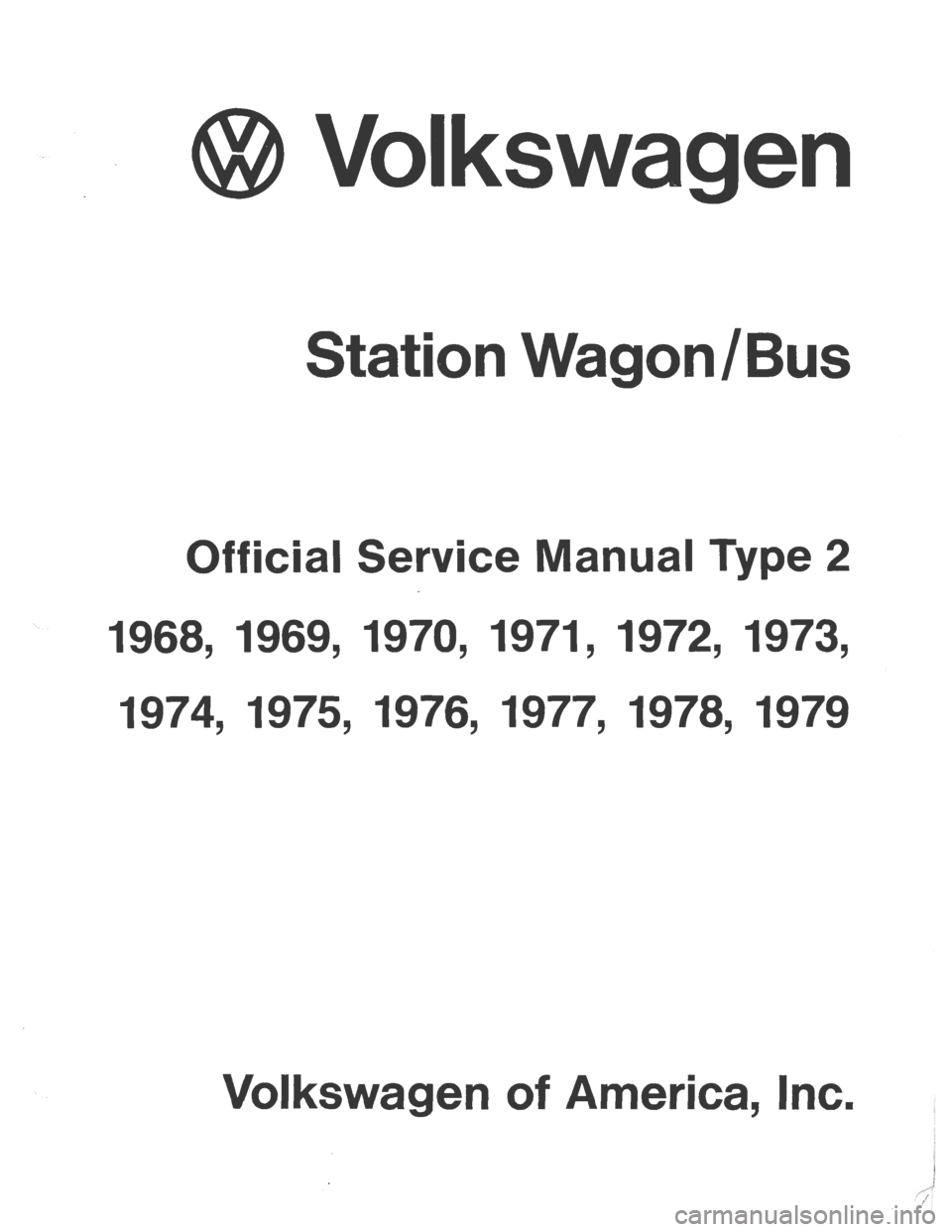 VOLKSWAGEN T2 1968  Service Manual 