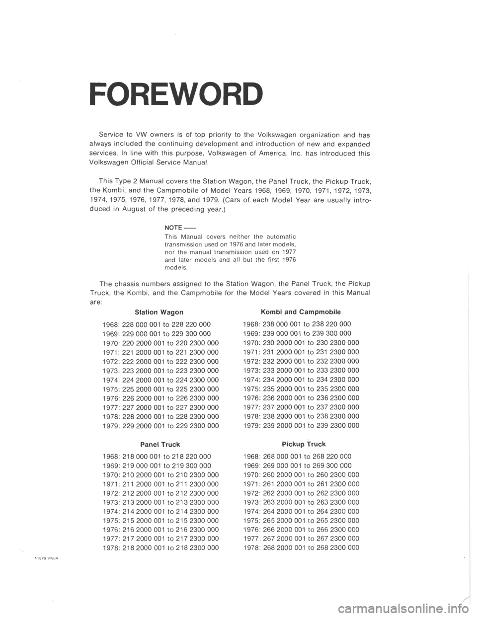 VOLKSWAGEN T2 1968  Service Manual 