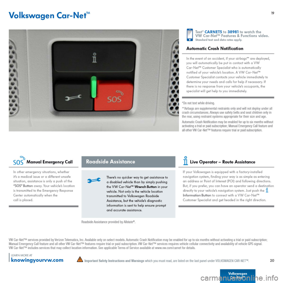 VOLKSWAGEN PASSAT CC 2014 1.G Quick Start Guide 