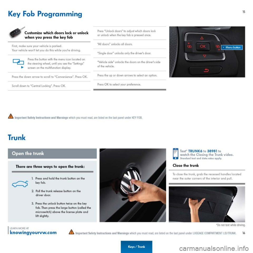 VOLKSWAGEN EOS 2014 1.G Quick Start Guide 
