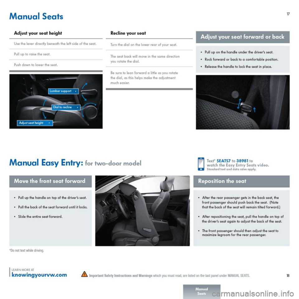 VOLKSWAGEN GOLF 2014 5G / 7.G Quick Start Guide 