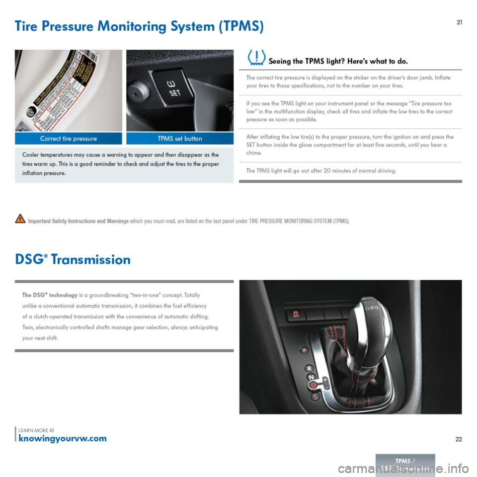 VOLKSWAGEN GOLF 2014 5G / 7.G Quick Start Guide 