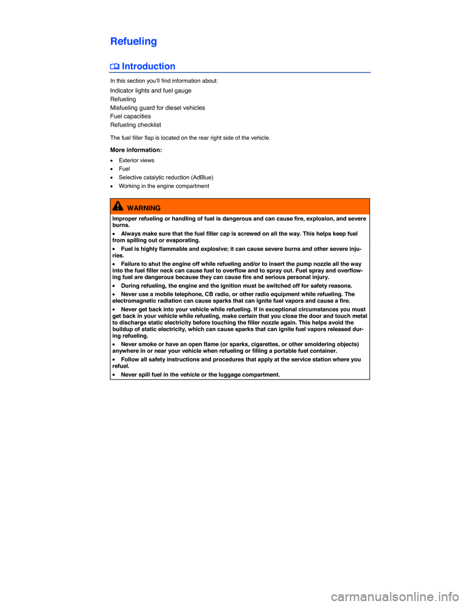 VOLKSWAGEN GOLF SPORTWAGEN 2015 5G / 7.G Owners Manual  
Refueling 
 