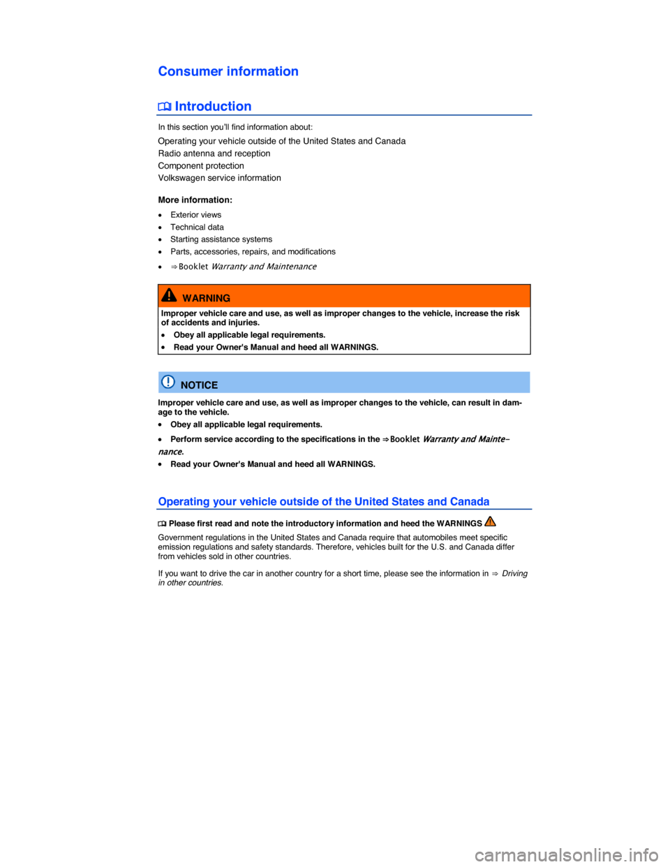 VOLKSWAGEN GOLF SPORTWAGEN 2015 5G / 7.G Owners Manual  
Consumer information 
 