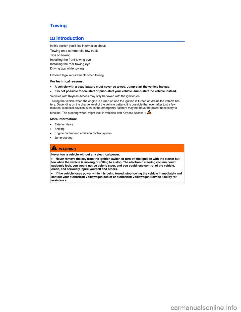 VOLKSWAGEN GOLF SPORTWAGEN 2015 5G / 7.G Owners Manual  
Towing 
�