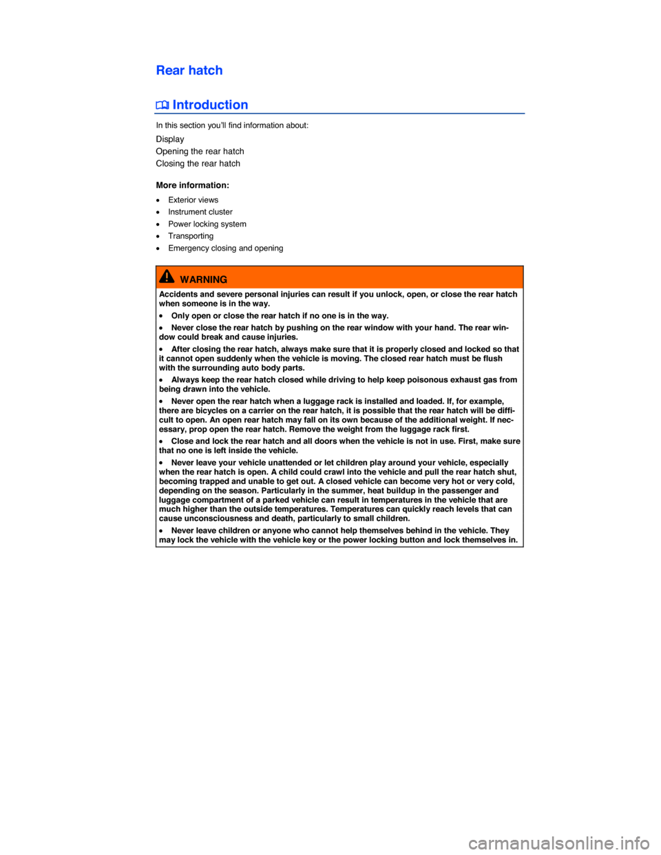 VOLKSWAGEN GOLF SPORTWAGEN 2015 5G / 7.G Owners Manual  
Rear hatch 
 