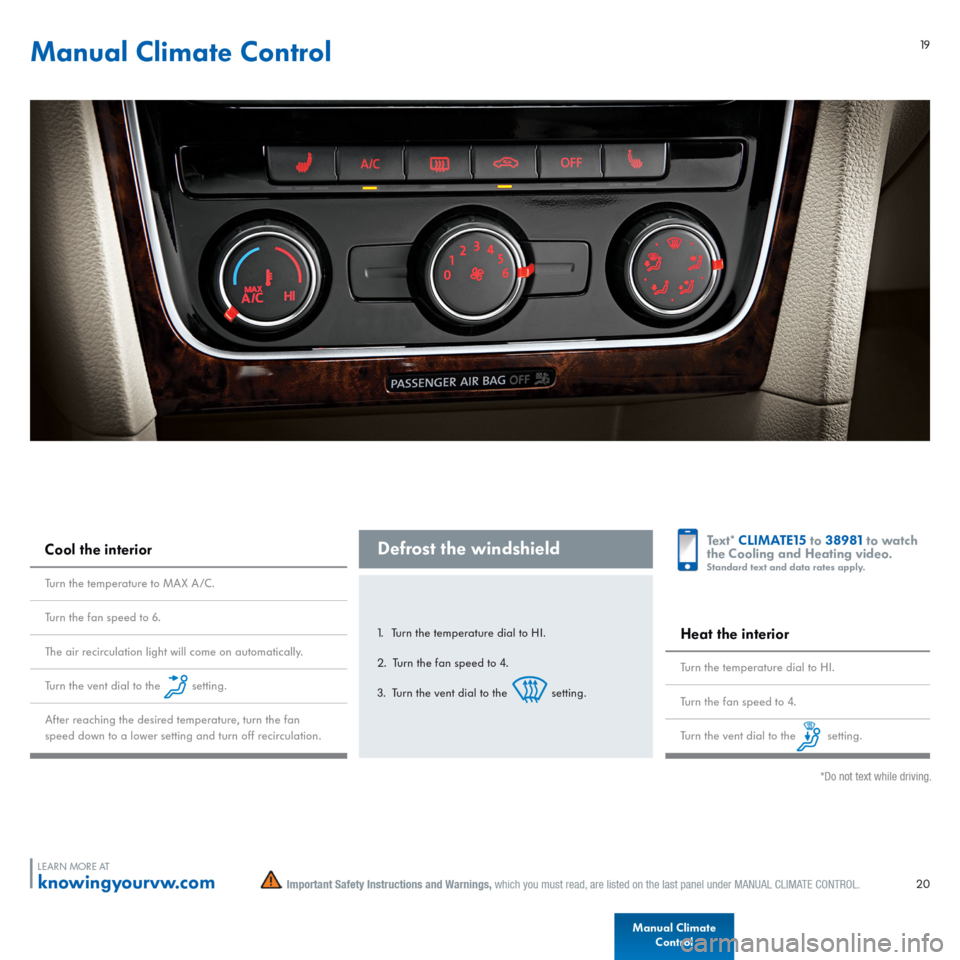 VOLKSWAGEN PASSAT 2015 B8 / 6.G Quick Start Guide 