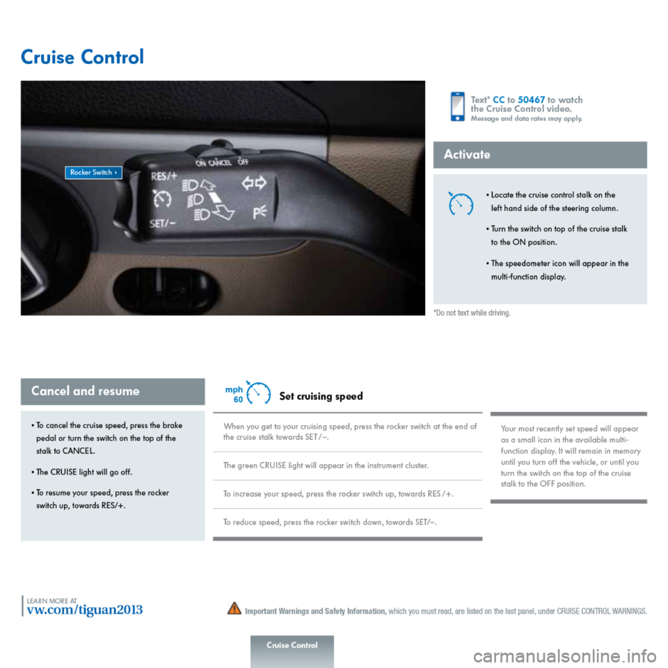 VOLKSWAGEN TIGUAN 2013 1.G Quick Start Guide 