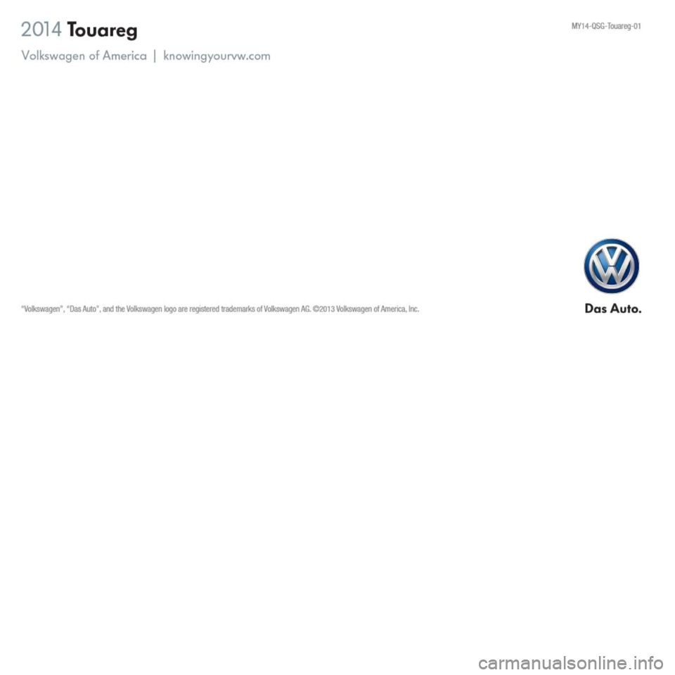 VOLKSWAGEN TOUAREG 2014 2.G Quick Start Guide 