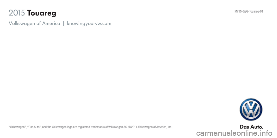 VOLKSWAGEN TOUAREG 2015 2.G Quick Start Guide 