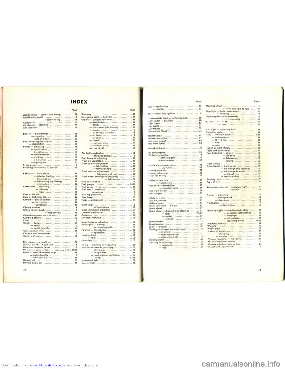 VOLKSWAGEN KARMANN GHIA 1958 1.G Owners Manual Downloaded from www.Manualslib.com manuals search engine   