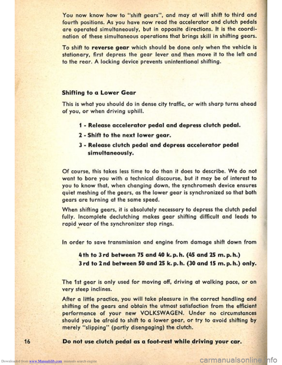 VOLKSWAGEN BEETLE 1960 1.G Owners Manual Downloaded from www.Manualslib.com manuals search engine   