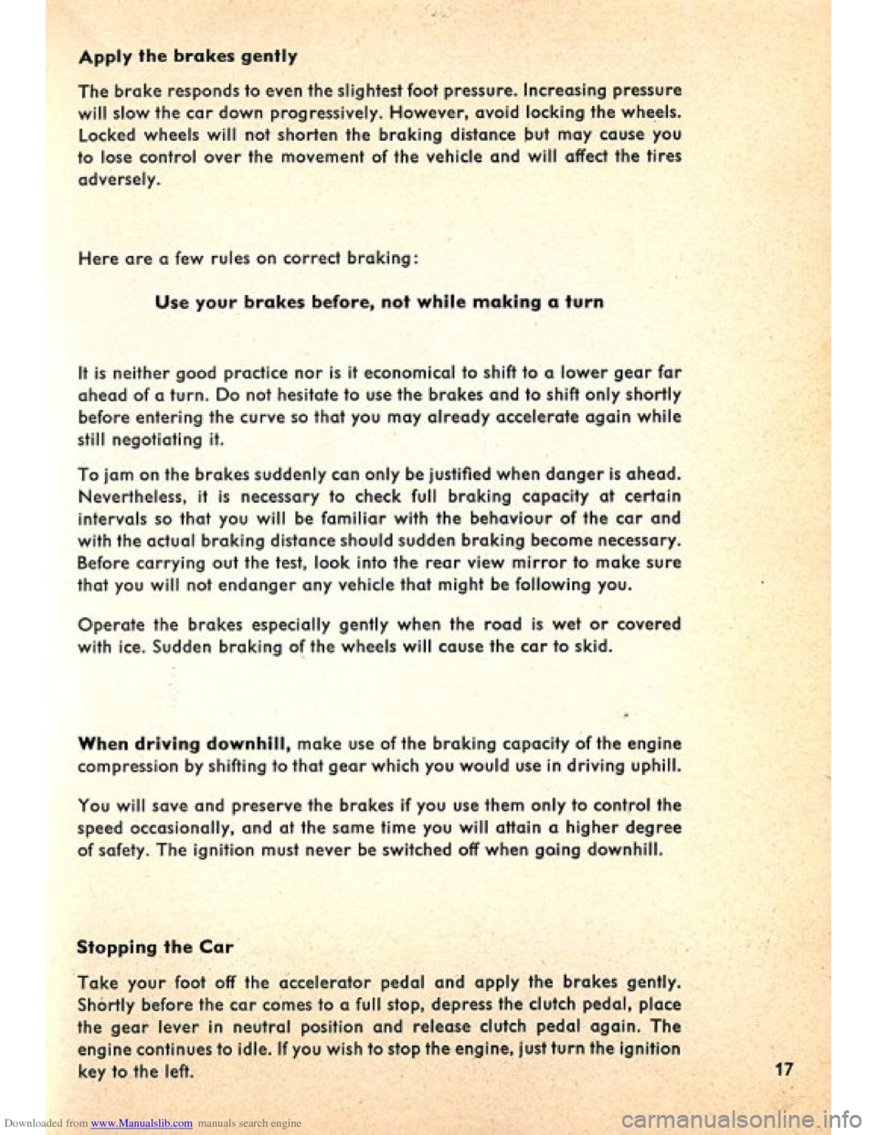 VOLKSWAGEN BEETLE 1960 1.G Owners Manual Downloaded from www.Manualslib.com manuals search engine   