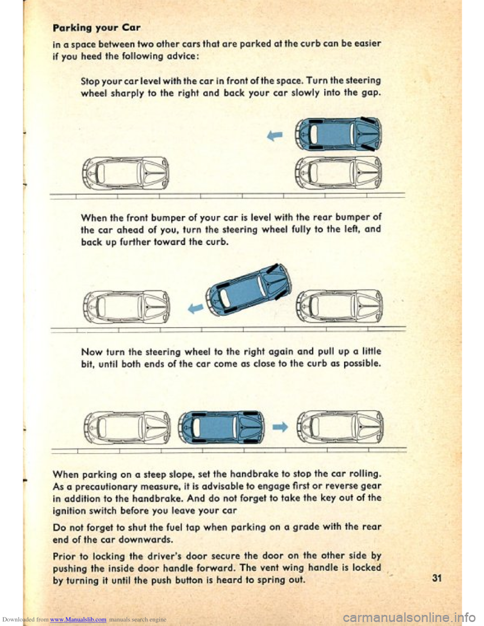 VOLKSWAGEN BEETLE 1960 1.G Owners Manual Downloaded from www.Manualslib.com manuals search engine   