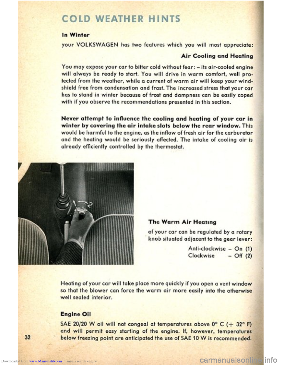 VOLKSWAGEN BEETLE 1960 1.G Owners Manual Downloaded from www.Manualslib.com manuals search engine   