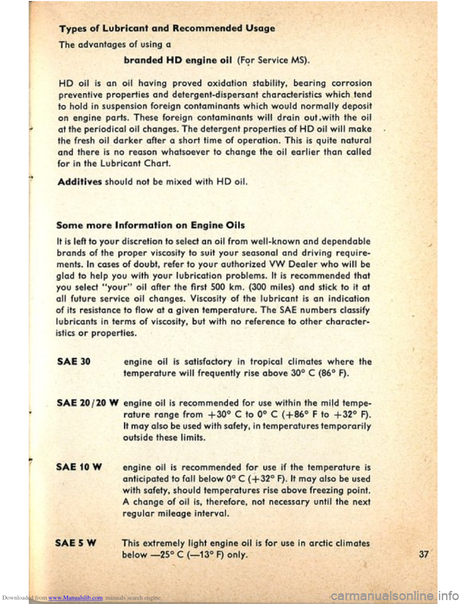 VOLKSWAGEN BEETLE 1960 1.G Owners Manual Downloaded from www.Manualslib.com manuals search engine   