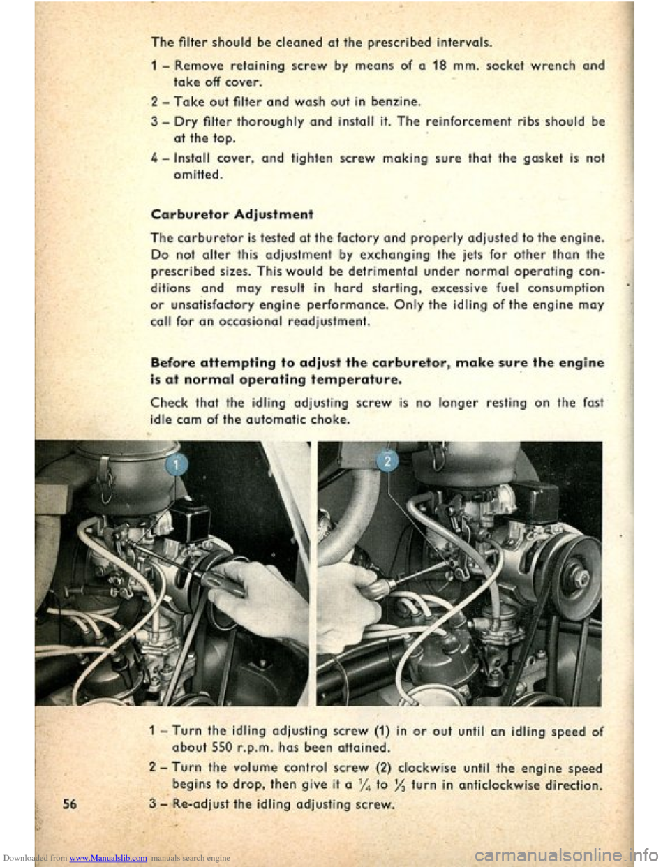 VOLKSWAGEN BEETLE 1960 1.G Owners Manual Downloaded from www.Manualslib.com manuals search engine   