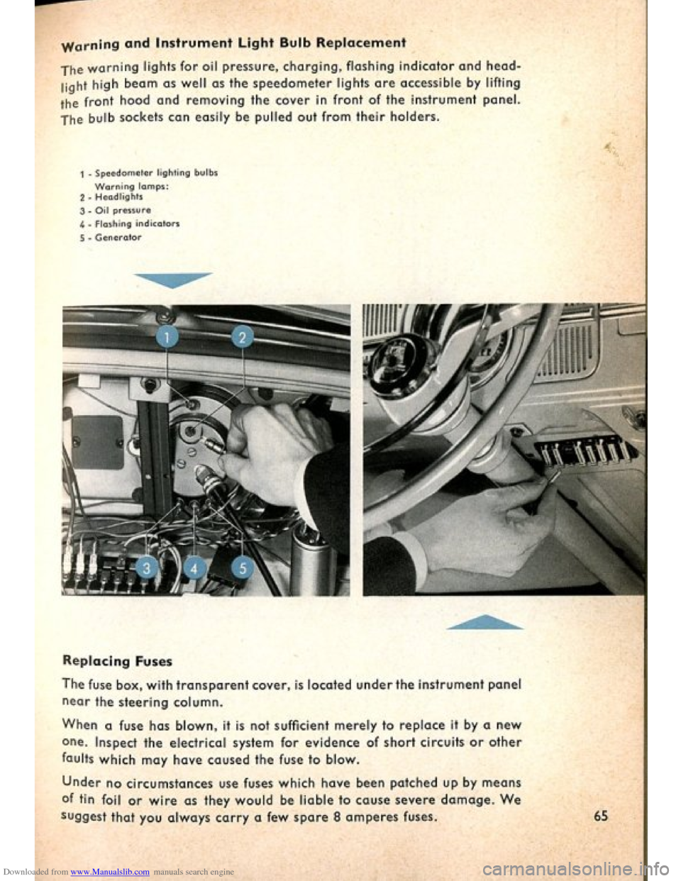 VOLKSWAGEN BEETLE 1960 1.G Owners Manual Downloaded from www.Manualslib.com manuals search engine   