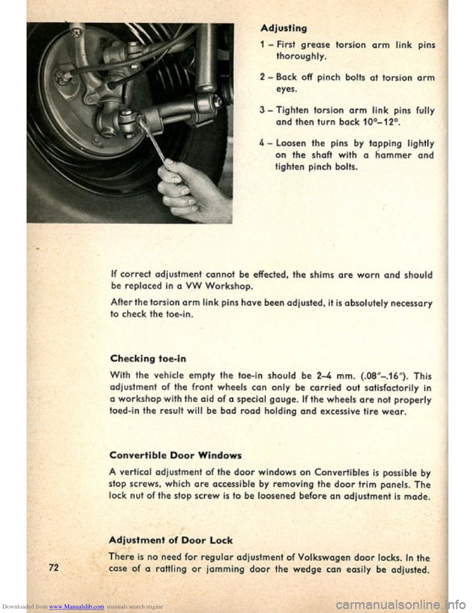 VOLKSWAGEN BEETLE 1960 1.G Owners Manual Downloaded from www.Manualslib.com manuals search engine   