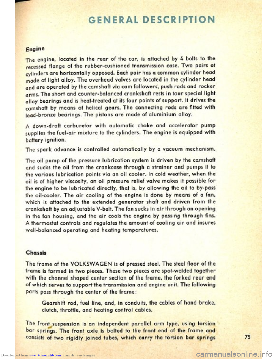 VOLKSWAGEN BEETLE 1960 1.G Owners Manual Downloaded from www.Manualslib.com manuals search engine   