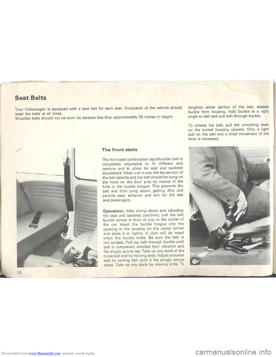 VOLKSWAGEN BEETLE 1970 1.G Owners Manual Downloaded from www.Manualslib.com manuals search engine   