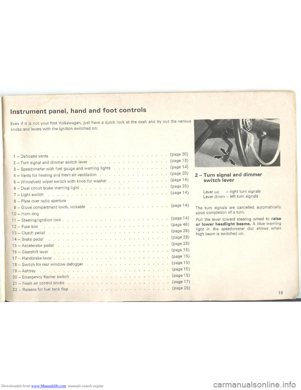 VOLKSWAGEN BEETLE 1970 1.G Owners Manual Downloaded from www.Manualslib.com manuals search engine   