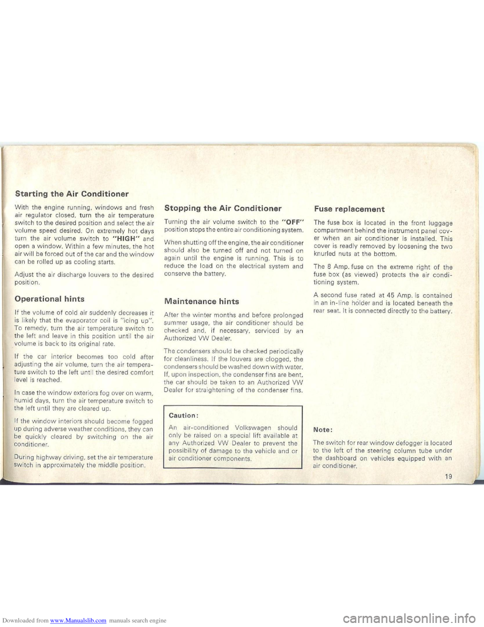 VOLKSWAGEN BEETLE 1970 1.G Owners Manual Downloaded from www.Manualslib.com manuals search engine   