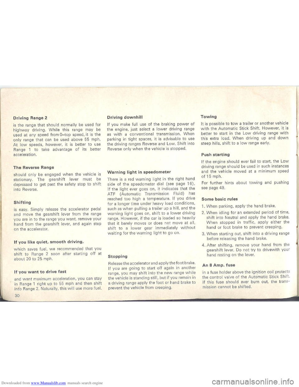 VOLKSWAGEN BEETLE 1970 1.G Owners Manual Downloaded from www.Manualslib.com manuals search engine   