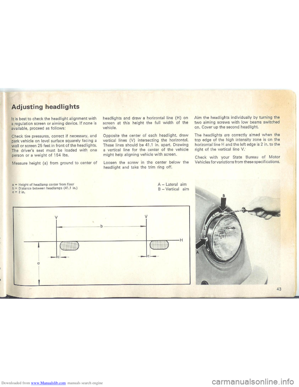 VOLKSWAGEN BEETLE 1970 1.G Owners Manual Downloaded from www.Manualslib.com manuals search engine   