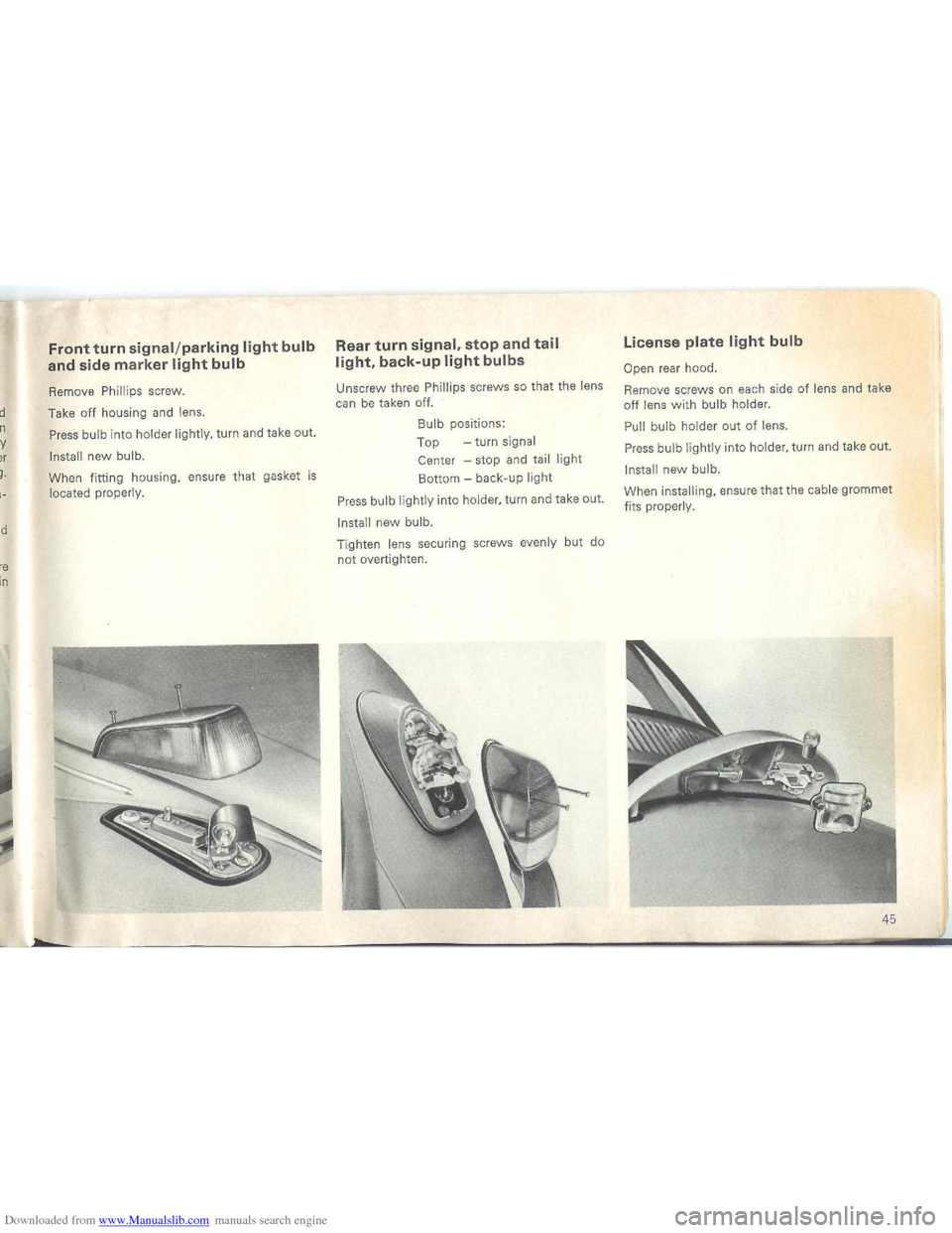 VOLKSWAGEN BEETLE 1970 1.G Owners Manual Downloaded from www.Manualslib.com manuals search engine   