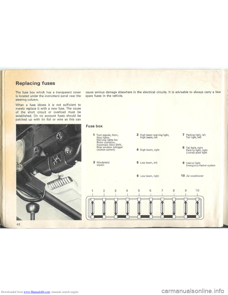 VOLKSWAGEN BEETLE 1970 1.G Owners Manual Downloaded from www.Manualslib.com manuals search engine   