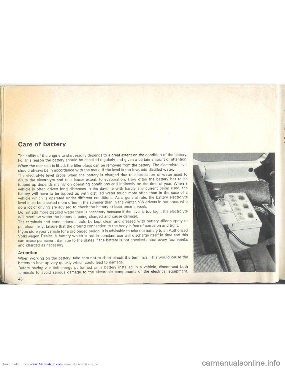 VOLKSWAGEN BEETLE 1970 1.G Owners Manual Downloaded from www.Manualslib.com manuals search engine   