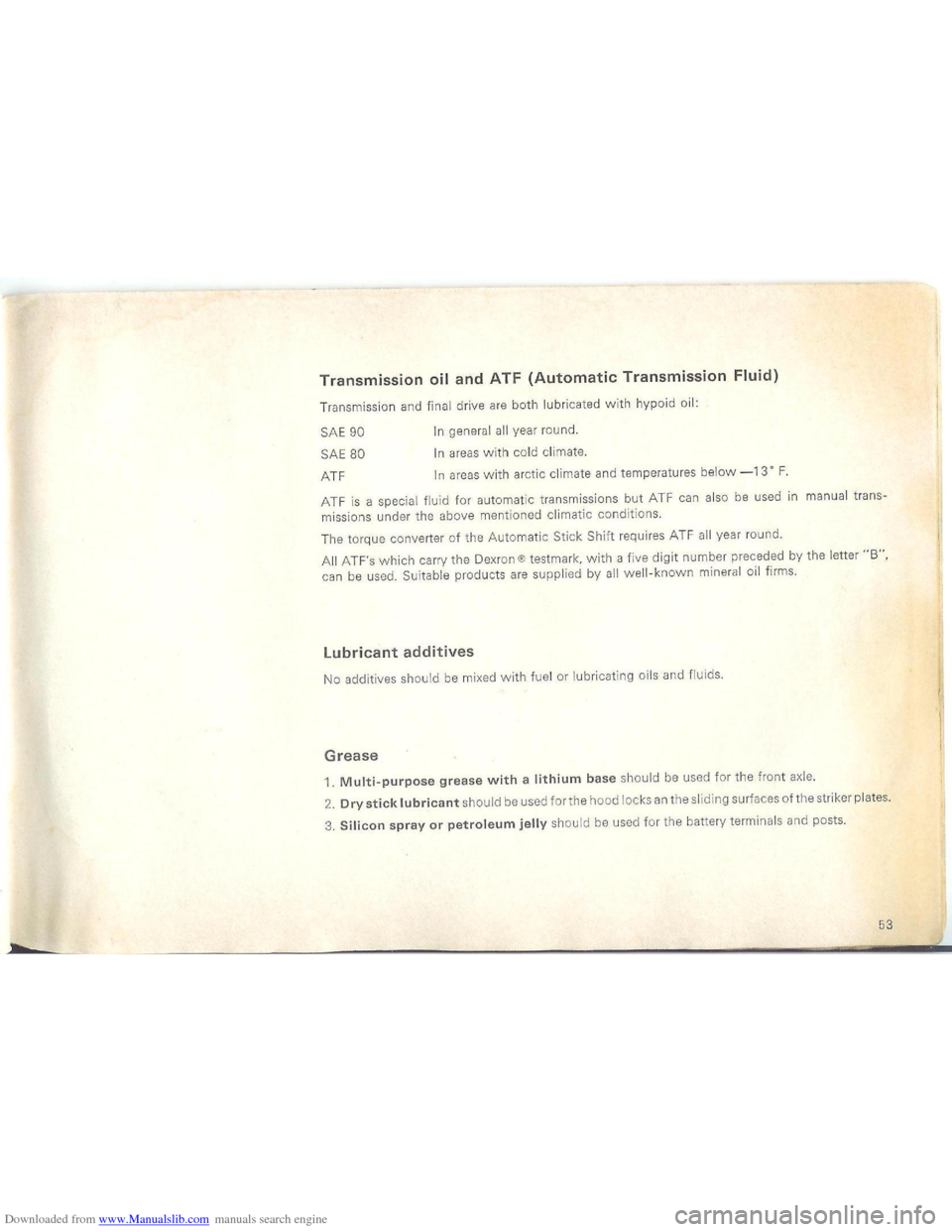 VOLKSWAGEN BEETLE 1970 1.G Owners Manual Downloaded from www.Manualslib.com manuals search engine   